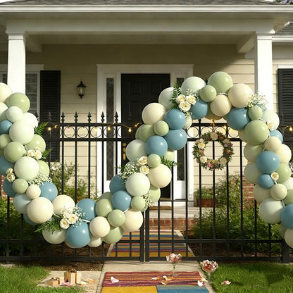 Dusty Blue Green Beige Balloons 72PCS Sage Green and Blue Cream Helium Latex - Image 5