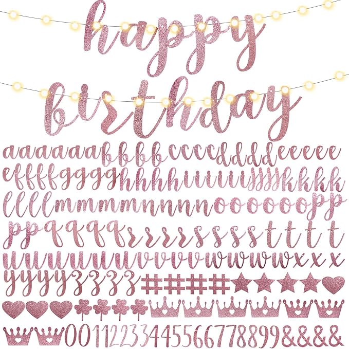 TaoBary 167 Pcs DIY Banner Kit Happy Birthday Glitter Banner Customizable by TaoBary