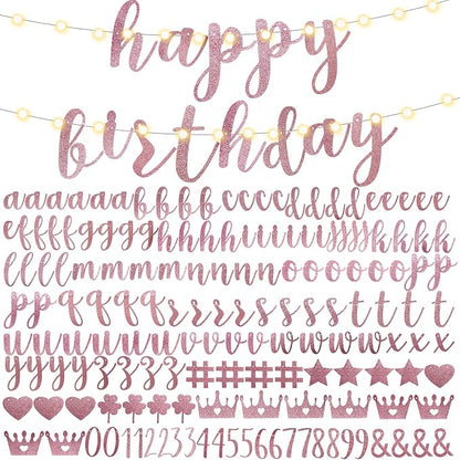 TaoBary 167 Pcs DIY Banner Kit Happy Birthday Glitter Banner Customizable by TaoBary