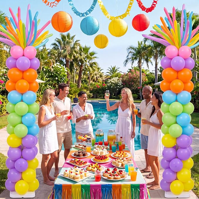 Capoda 2 Set Rainbow Balloon Column Stand Kit 6.56ft Colorful Balloon Tower - Image 6