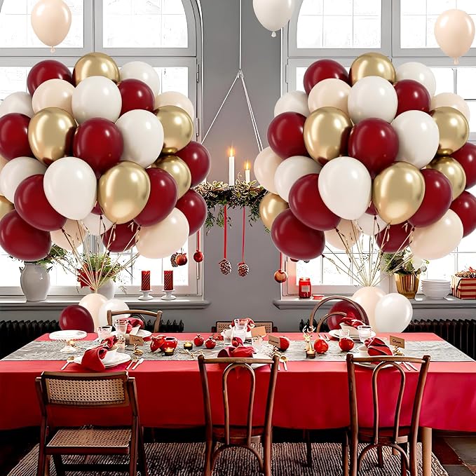 60pcs Maroon and Gold Balloons - Image 8