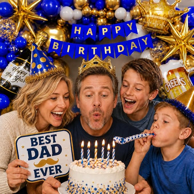 Royal Blue Gold Birthday Party Decorations 153pcs - Image 5