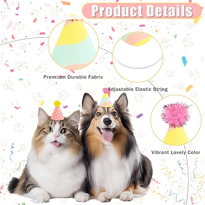 CANREVEL Mini Party Hats for Stuffed Animals Headwear, Birthday Hats - Image 4