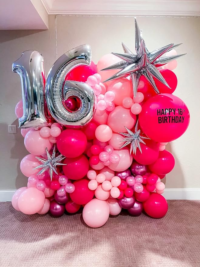 Voircoloria 130pcs Hot Pink Balloons Garland Arch Kit, 18 12 10 5 Inch | - Image 6
