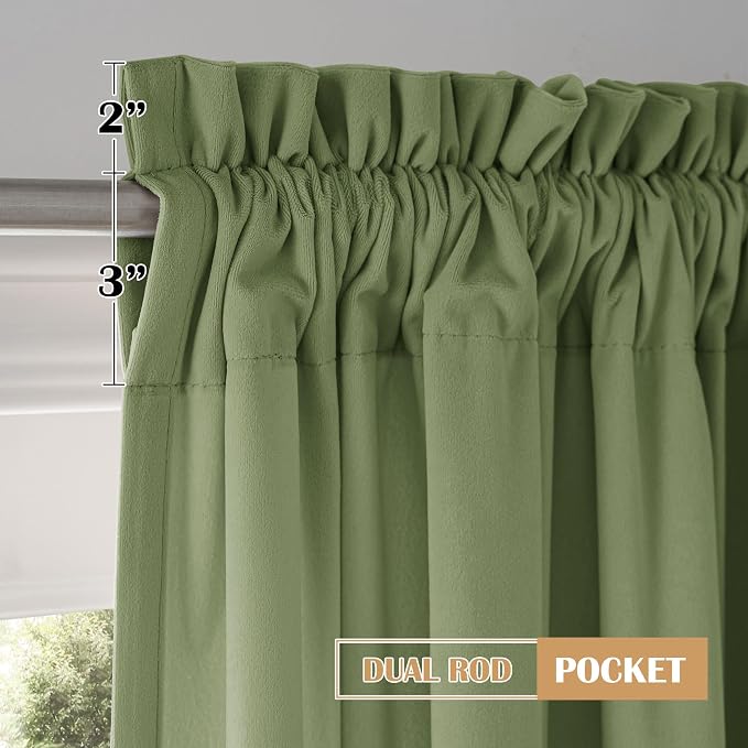 Beauoop Sage Green Velvet Curtains - Image 8