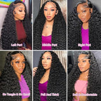 18 Inch 13x6 Deep Wave Lace Front Wigs Human Hair 200 Density 13x6 HD Lace Front Wigs Human Hair Pre Plucked Deep Curly Glueless Wig 100% Virgin Human Hair Lace Front Wigs for Women