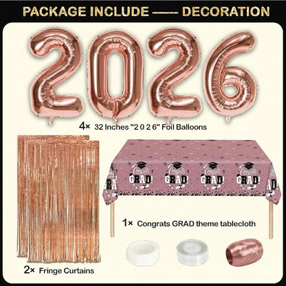 Black and Pink Graduation Decorations Class of 2026 - Image 4