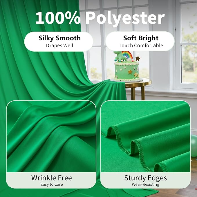 20ft×12ft Wrinkle Free Green Backdrop Curtain - Image 4