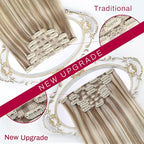 Moresoo Clip in Hair Extensions Real Human Hair Brown Balayage Hair Clip in Extensions Dark Brown to Honey Blonde Ombre Double Weft for Women Short And Straight 80g/5pcs 14in