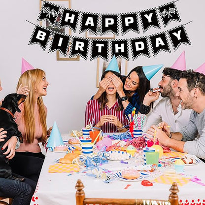 Race Car Birthday Banner, Checkered Happy Birthday Banner, Race Car Party - Image 4