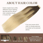 GOO GOO Tape in Hair Extensions Human Hair, 4/18 Balayage Chocolate Brown Highlighted Dirty Blonde, 16inch 25g 10pcs, Skin Weft Seamless Invisible, Silky Straight with Thick Ends, Remy Human Hair