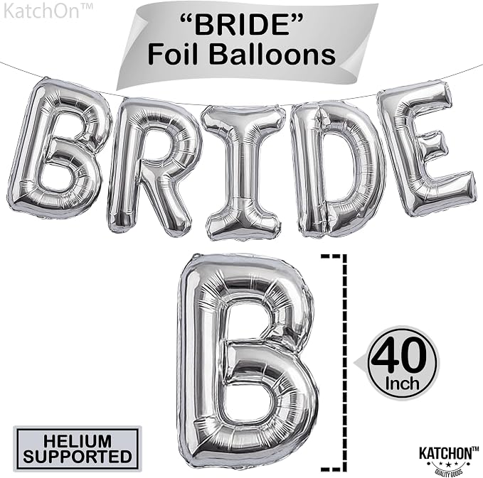 KatchOn Silver Bride Balloons 40 Inch, Bachelorette Party Decorations | Silver - Image 2