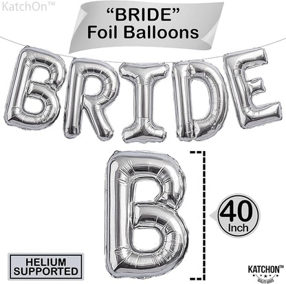 KatchOn Silver Bride Balloons 40 Inch, Bachelorette Party Decorations | Silver - Image 2