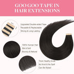 GOO GOO Tape in Hair Extensions Human Hair, 2 Dark Brown, 26inch 120g 40pcs, Skin Weft Seamless Invisible, Silky Straight with Thick Ends, Remy Human Hair