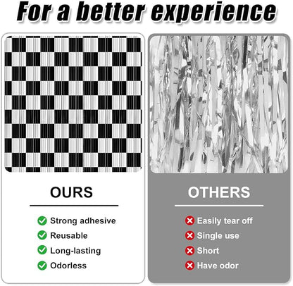 Crosize 4 Pack Black and White Party Streamers Backdrop, 3.3 x 9.9 ft | Tinsel - Image 3