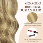 GOO GOO Tape in Hair Extensions Human Hair, 16/22 Light Blonde Highlighted Golden Blonde, 10inch 60g 40pcs, Skin Weft Seamless Invisible, Silky Straight with Thick Ends, Remy Human Hair
