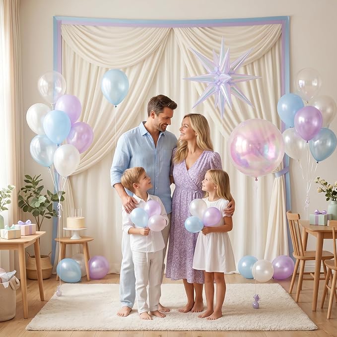 Iridescent Balloons, 12 Inch Pastel Blue Purple Transparent Latex Balloons - Image 8