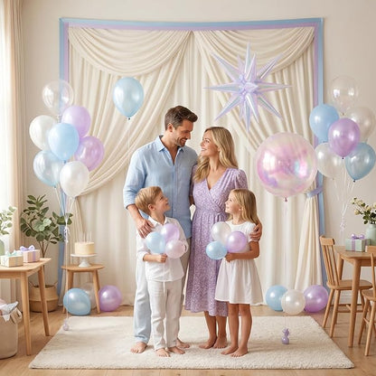 Iridescent Balloons, 12 Inch Pastel Blue Purple Transparent Latex Balloons - Image 8