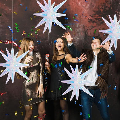 TONIFUL 4 Pcs Explosion Star Balloons Iridescent Foil Balloon Party Decor | 22 - Image 6