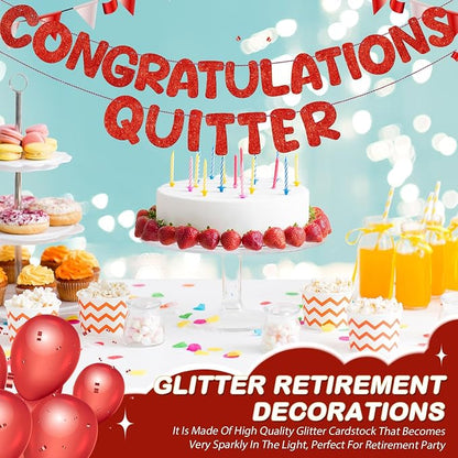 Fulmoon Pre Strung Congratulations Quitter Glitter Banner Funny Retirement - Image 4