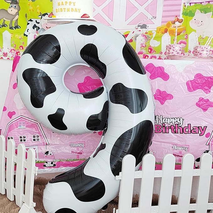 Cow Print Number 9 Balloon, Large 40 Inch Cow Number Birthday Balloons | Helium - Image 2