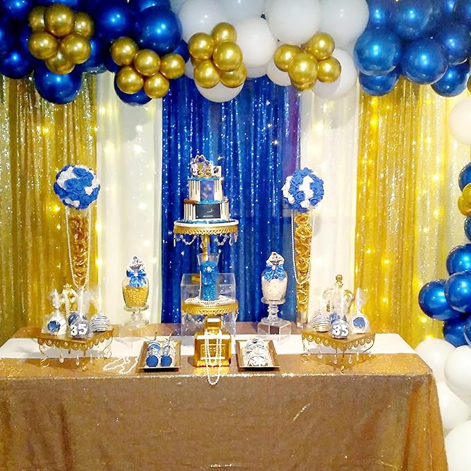 Royal Blue Sequin Backdrop Curtains, 2 Panels 2FTx8FT Blue Curtain Backdrop - Image 7