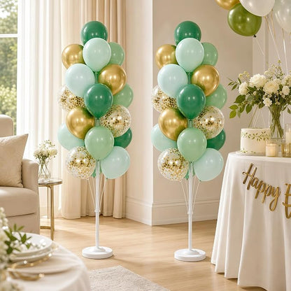 Hiins 2 Set Sage Green Gold Party Balloon Column Kit - Image 7