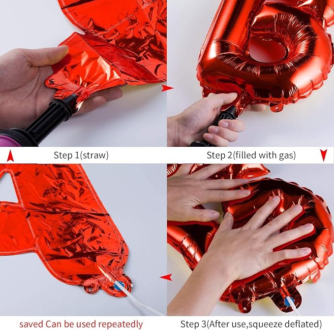 TONIFUL Red Happy Birthday Balloons Banner Decorations - Image 8