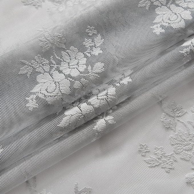 Kotile Grey Lace Curtains for Living Room Rustic Floral 52x108 Inch 2 Pcs | Rod - Image 7