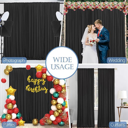 10x10ft Wrinkle Free Black Backdrop Curtain - Image 2