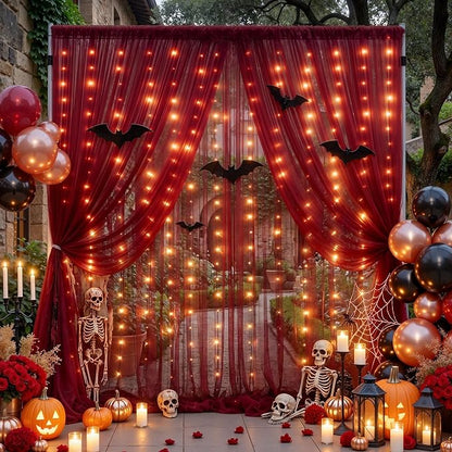 10x10ft Burgundy Tulle Backdrop Curtain - Image 8