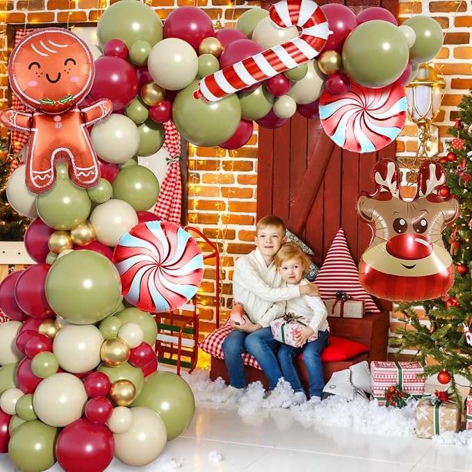Christmas Balloon Garland Arch Kit, Gingerbread Man Windmill Foil Balloons - Image 5