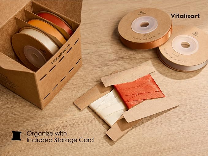 Vitalizart Terracotta Ribbons for Crafts 3/8" x 50Yds Double-Faced Satin | - Image 5