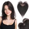 Hairro Human Hair Toppers For Women Wispy Thin No Bang Middle Part Side Bangs Hair Clip Short Wiglet Hairpieces Natural 11 Inches 14.5g #1B Natural Black