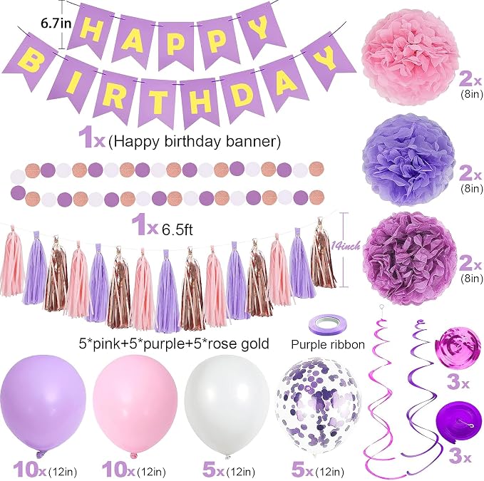 Purple Pink Birthday Party Decorations - Image 2