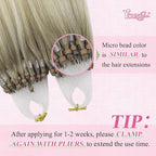 YoungSee Micro Bead Hair Extensions Real Human Hair Blonde Ombre Micro Ring Hair Extensions Human Hair Blonde to Platinum Blond Bead Hair Extension Human Hair Balayage for Wedding 20In 50s/50g