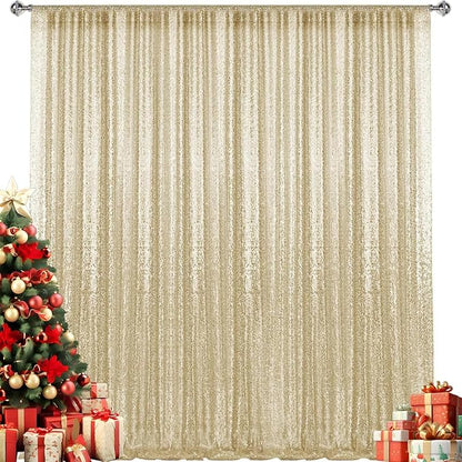 4×8FT Champagne Sequin Backdrop Curtain, Photography Backdrop Glitter Curtains - Image 7