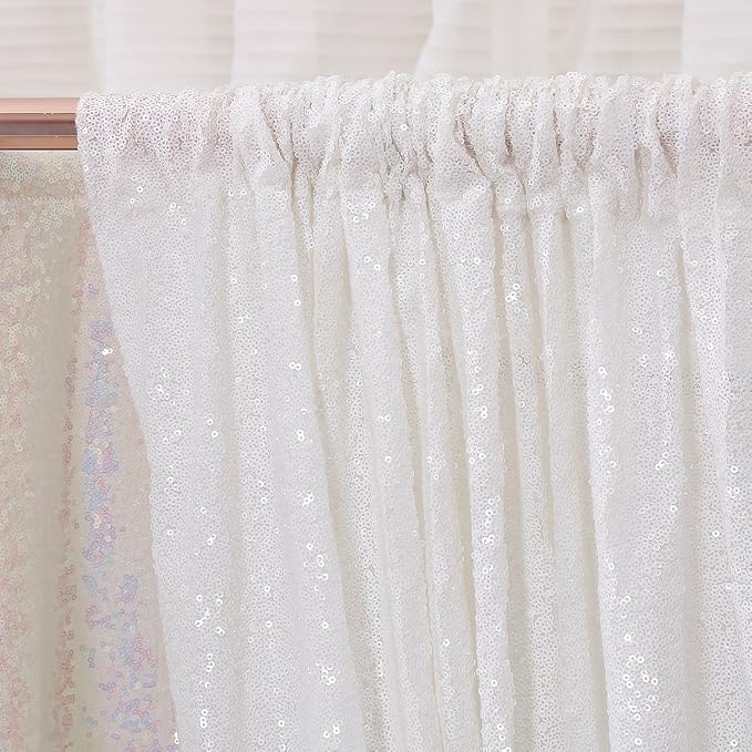 Poise3EHome White Sequin Backdrop, 10Ft x 10Ft Glitter Photography Background - Image 4