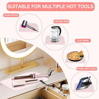 Heysam Heat-Resistant Silicone Mat and Heat Styling Tools Travel Mat Cover for Curling Irons, Hair Straighteners, Flat Iron, Professional Heat-Resistant/Non-Slip Mat for Countertop, 9"x6.5"-Blush