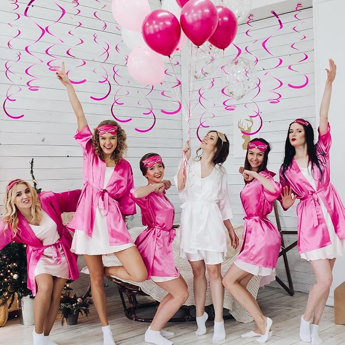 24 PCS Hot Pink Hanging Swirl, Fuschia Sparkle Ceiling Hanging Decorations - Image 5