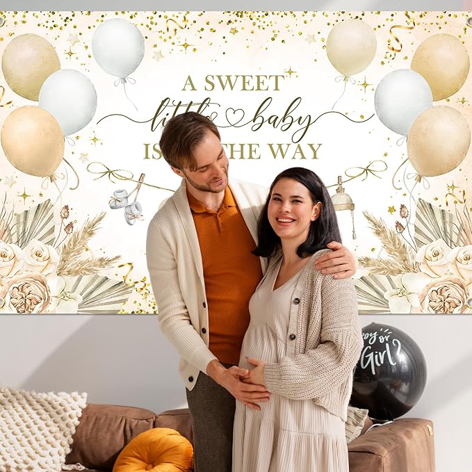 Boho Baby Shower Banner Neutral Gold Baby Shower Party Decorations A Sweet - Image 5