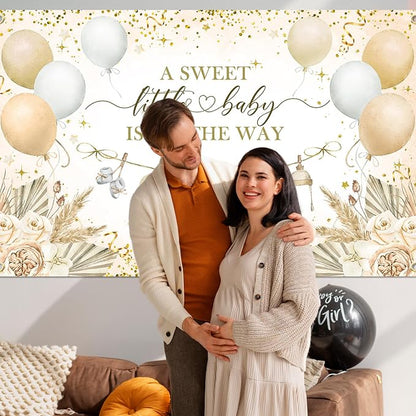 Boho Baby Shower Banner Neutral Gold Baby Shower Party Decorations A Sweet - Image 5