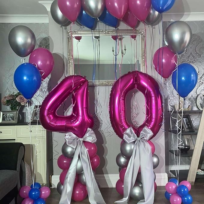 Hot Pink 45 Number Balloons, 40 Inch Giant Number 45 Balloons Foil Mylar Helium - Image 4