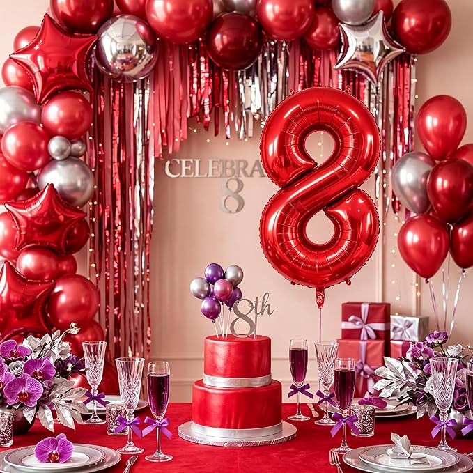 Number Balloons Red Party Balloon - Image 6