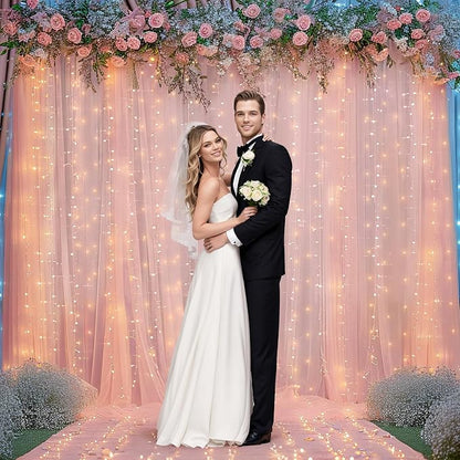 20x10ft Peach Tulle Backdrop Curtain - Image 5