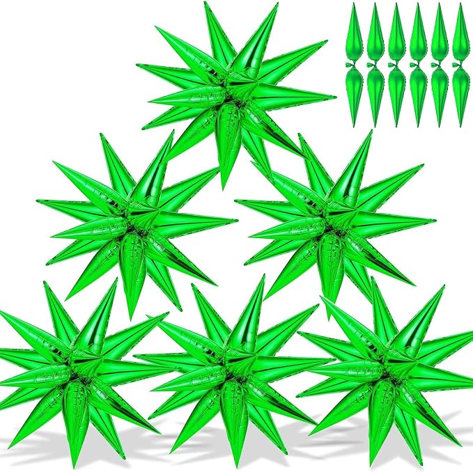 72 PCS Green Star Balloons, Big 26 Inch Explosion Star Foil Balloons, 12 Point by GCTWFYK