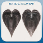 Hair Topper Human Hair Curtain Air Bangs Topper for Women,3.54x4.92 T-part Lace Base Real Human Hair Topper Hair Piece for Daily Wear(Air Bangs,Natural Black)