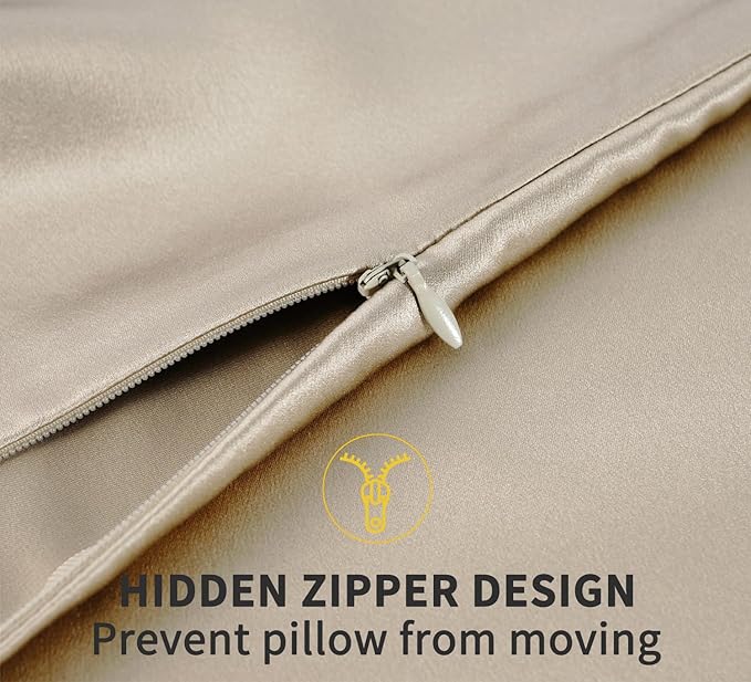 ZIMASILK 100% Pure Mulberry Silk Pillow Cases for Hair and Skin, Soft, Hypoallergenic & Smooth, Both Sides Grade 6A Silk, with Hidden Zipper, Gift for Women Men,1pc(Throw 18''x18'',Taupe)