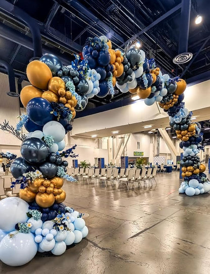 Navy Blue and Gold Balloons Garland Arch Kit, Party Decor | Navy Blue Metallic - Image 7