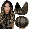 Full Shine Tape in Hair Extensions 16 Inch Color 1B Off Black Fading to 27 Honey Blonde and 1B Tape in Human Hair Extensions Balayage Tape ins Extensions 50G Remy Hair Extension 20Pcs